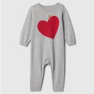 GAP Gray Baby Onesie with Red Heart